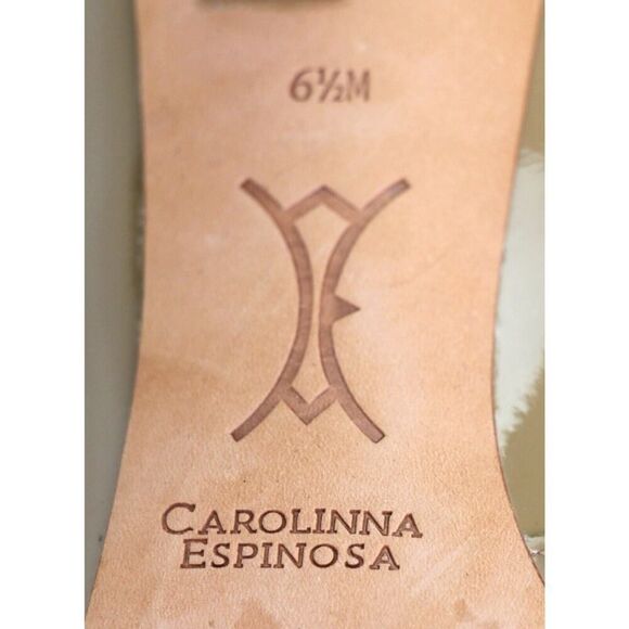 Carolinna Espinosa PATENT BEIGE REAL LEATHER HIGH HEEL POINTED PUMP SHOES 6.5M - Picture 8 of 12